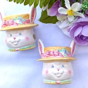 Vtg Handpainted Bunny Cups